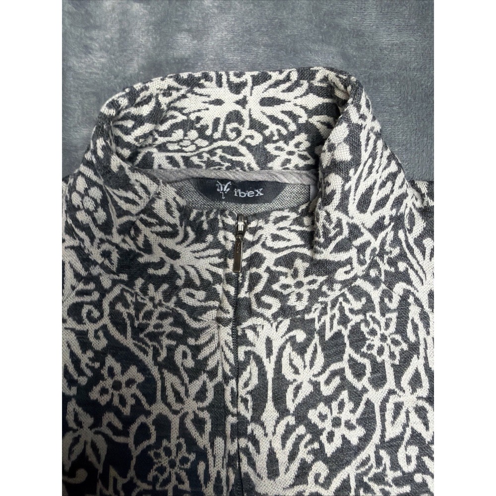 Ibex Merino Wool Patterned Full Zip Women's Sweater Jacket Large - Picture 12 of 12